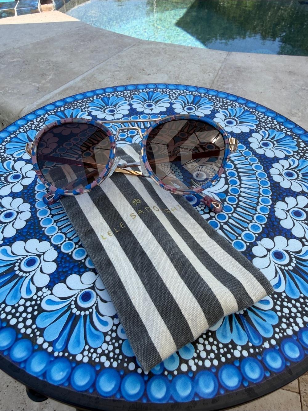 Lele Sadoughi Sunset Blue Downtown Aviators